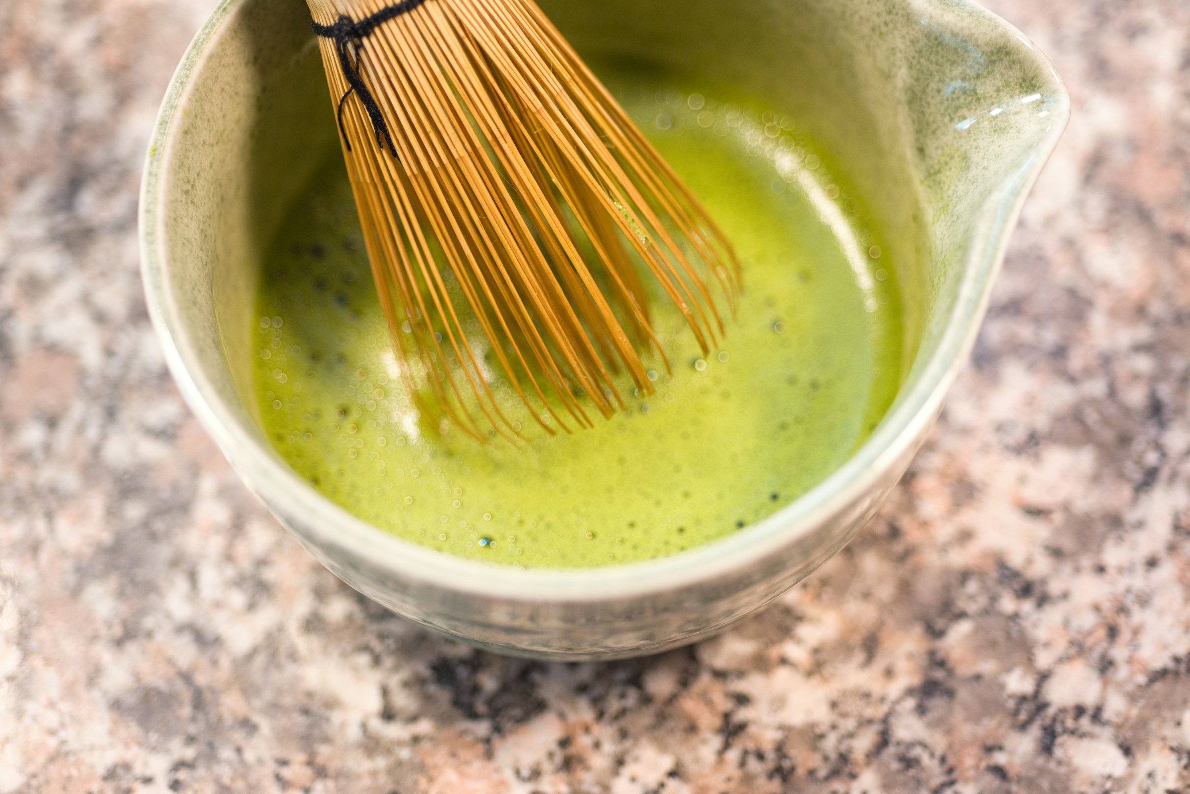 Whisked Japanese matcha prepared in a tea bowl